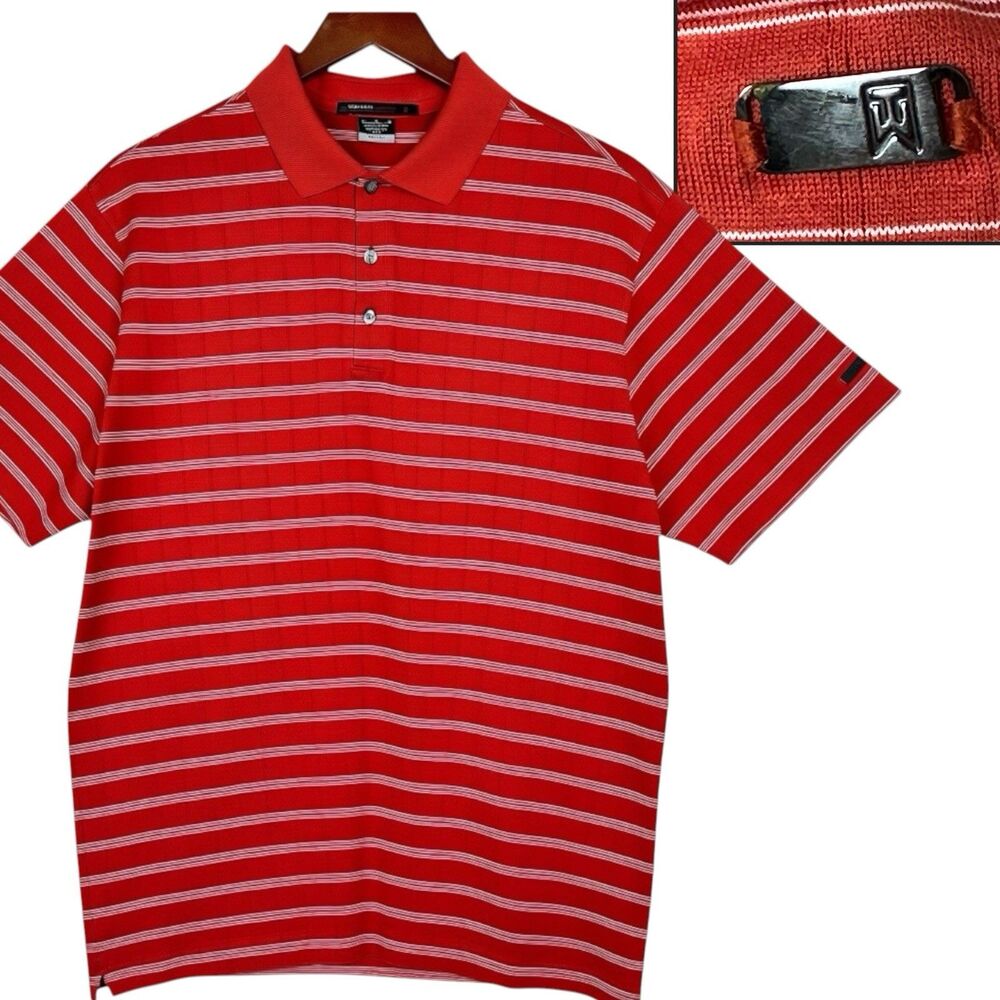 Nike Tiger Woods Collection Golf Men L Dri-Fit Performance Polo Sleeve Emblem